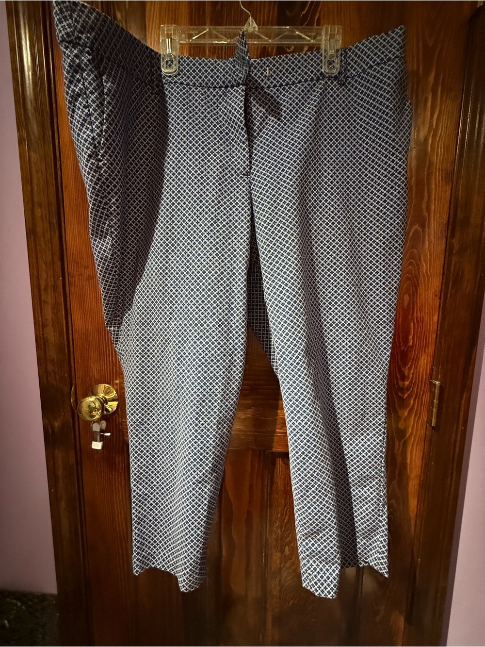 Blue Geometric Print Slim Pants
